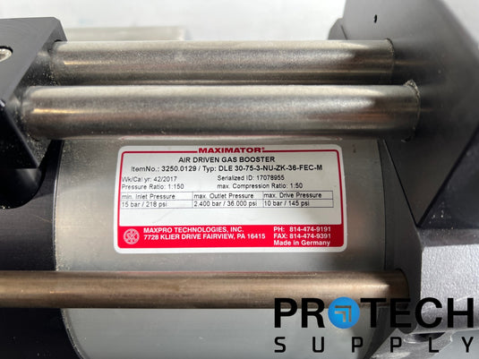 Maximator DLE 30-75-3-NU-ZK-36-FEC-M Air Driven Gas Booster with WARRANTY