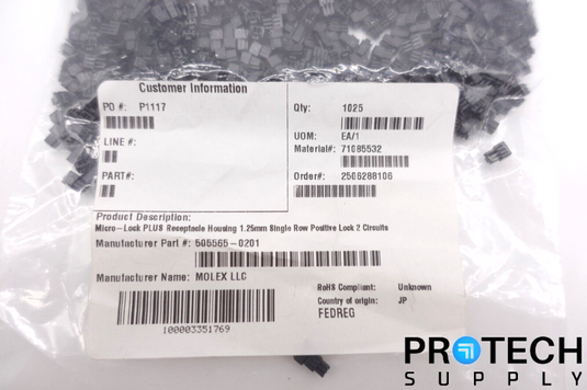 (1025/Pack) Molex 505565-0201 Receptacle Housing Connectors 2POS 1.25MM NEW