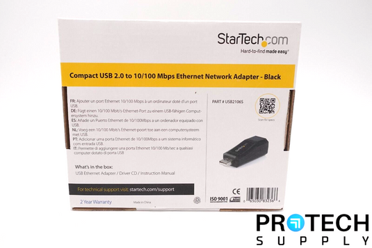 Startech USB2106S Black USB 2.0 to Ethernet Adapter 10/100Mbps NEW with WARRANTY