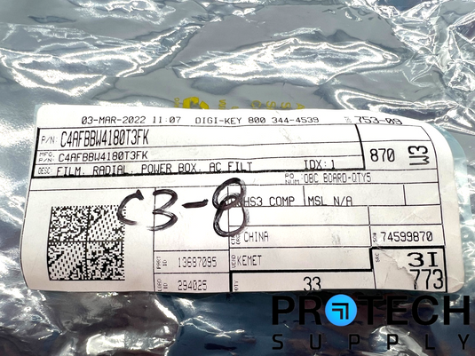 (3/Pk) Kemet C4AFBBW4180T3FK Film Capacitor Polypropylene with WARRANTY