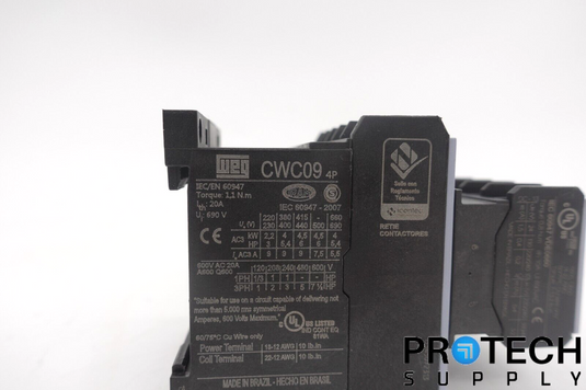WEG CWC09.4P Mini Contactor Block + BFC4-22 Auxiliary Contact with WARRANTY