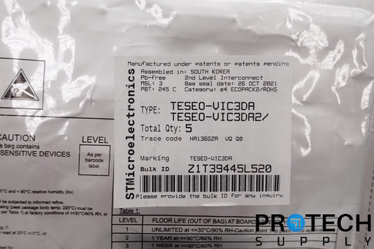 (5/Pk) STMicroelectronics TESEO-VIC3DA RF Receiver BeiDou GNSS, GPS 1.561GHz NEW
