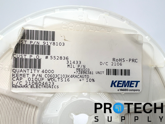 (Approx 4000) KEMET C0603C103K4RACAUTO Ceramic Capacitor ±10% 16V w/ WARRANTY