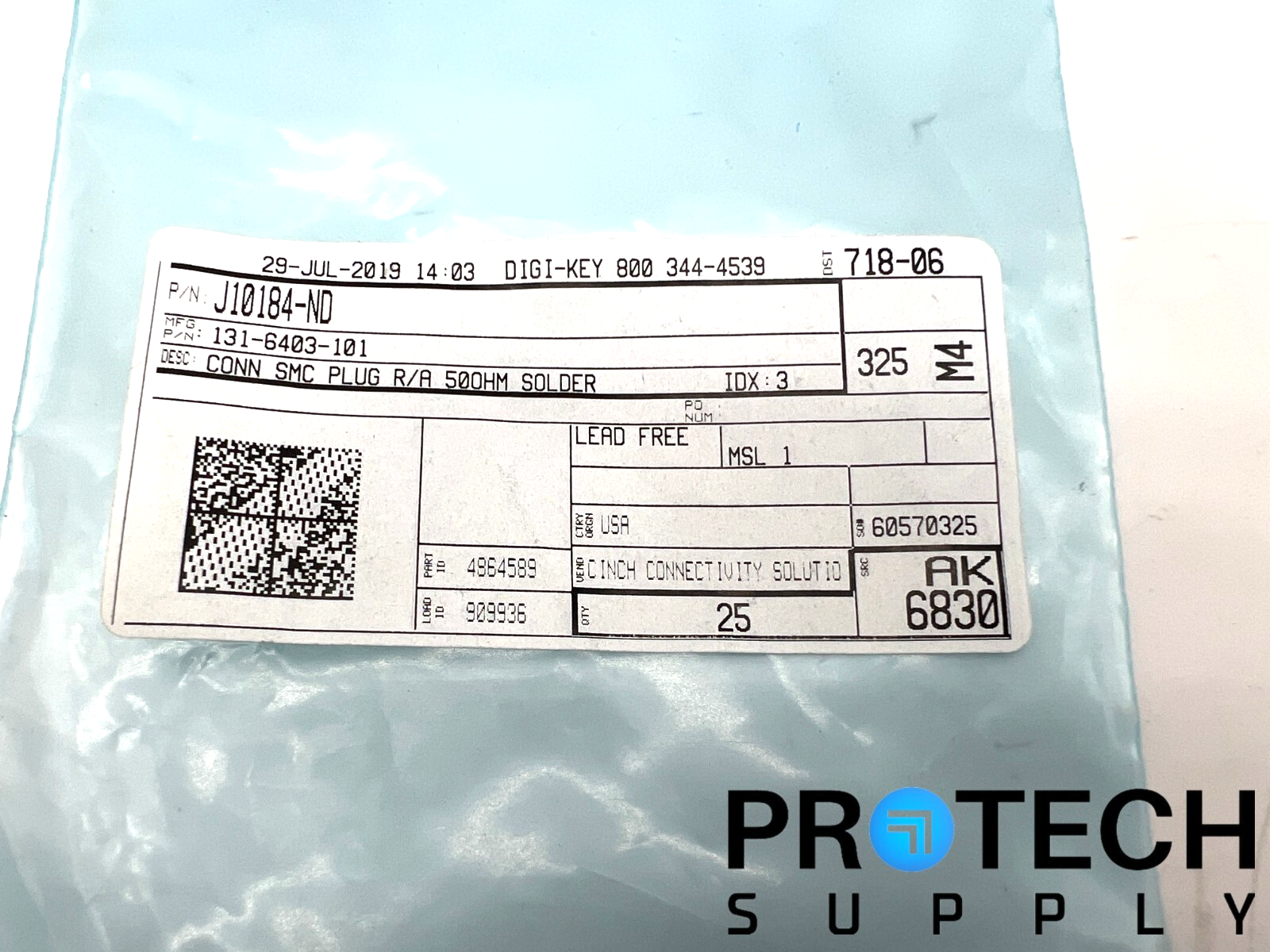 25/Pk Cinch 131-6403-101 SMC Connector Plug NEW – Protech Supply