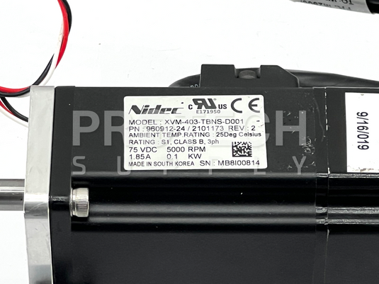Nidec XVM-403-TBNS-D001 Servo Motor 75VDC 1.85A 500RPM GUARANTEED