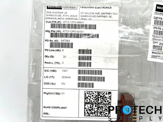 7/Pk Amphenol Connector Header Through Hole AT13-12PD-BM01 with WARRANTY