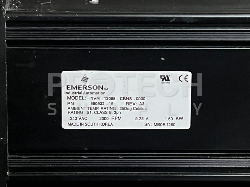 Load image into Gallery viewer, Emerson XVM-13068-CBNS-0000 Servo Motor 3000RPM 240VAC 9.23A GUARANTEED
