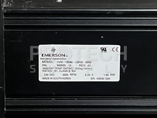 Emerson XVM-13068-CBNS-0000 Servo Motor 3000RPM 240VAC 9.23A GUARANTEED