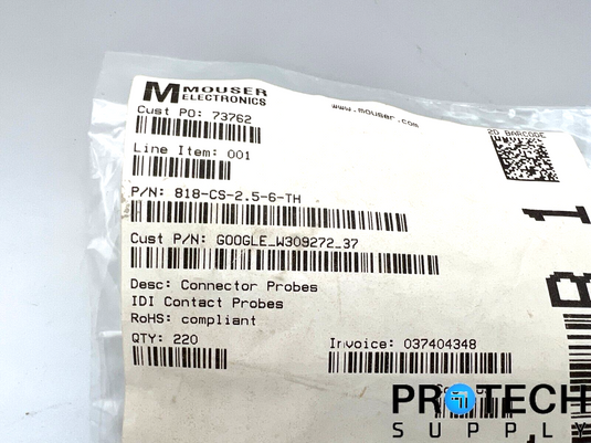 21/Pk Mouser Electronics Contact Connector Probes 818-CS-2.5-6-TH with WARRANTY