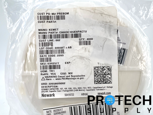 (4000 Per Reel) Yageo C0603C105K8PAC7867 Ceramic Capacitor NEW with WARRANTY