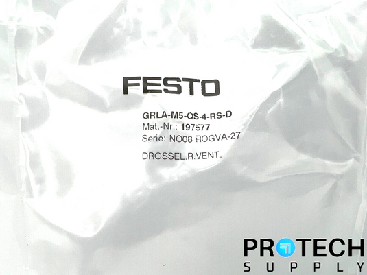 Festo GRLA-M5-QS-4-RS-D Flow Control Valve NEW with WARRANTY