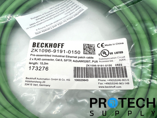 Beckhoff ZK1096-9191-0150 Ethernet Patch Cable NEW with WARRANTY