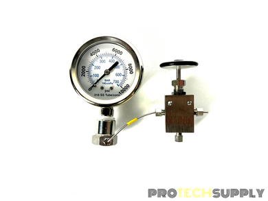 SSI 02-0124 Three-Way Valve with PSI Gauge 316 SS Tube/Conn 10000psi w/ WARRANTY