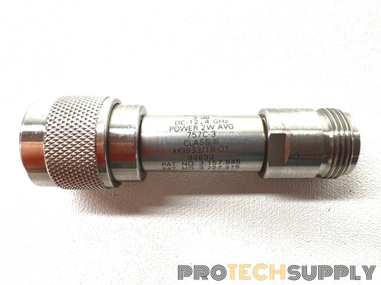 Narda 757C-3 3dB DC-12.4 GHz Fixed Attenuator with WARRANTY