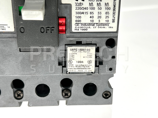 General Electric SELA36AT0100 3 Pole 600V Circuit Breaker with WARRANTY