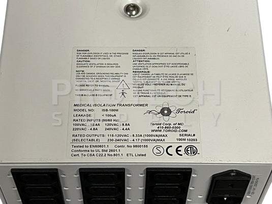 Toroid ISB-100M Medical Isolation Transformer GUARANTEED
