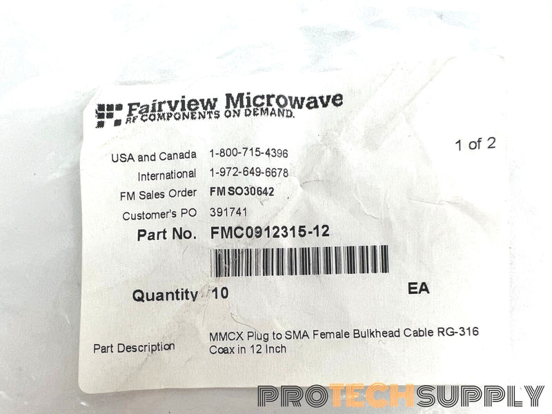 Load image into Gallery viewer, NEW Fairview Microwave FMC09123150 MMCX Plug to SMA Female Bulk 12" w/ WARRANTY
