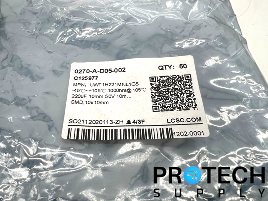 (45/Pk) Nichicon UWT1H221MNL1GS Aluminum Electrolytic Capacitor with WARRANTY