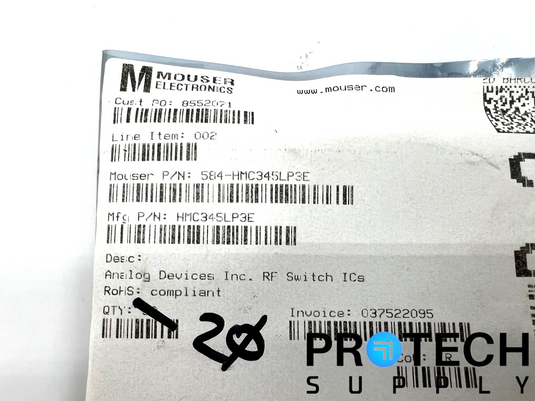 (55/Pk) Analog Devices HMC345LP3E 16-Pin RF Switch 8GHz 50Ohm NEW with WARRANTY