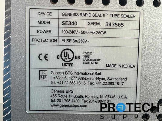 GENESIS Rapid Seal II SE340 Tube Sealer + Power Cable with WARRANTY