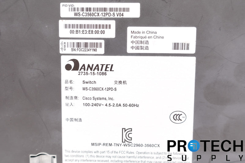 Load image into Gallery viewer, Cisco Catalyst WS-C3560CX-12PD-S w/ Cable Series Switches 3560-CX with WARRANTY
