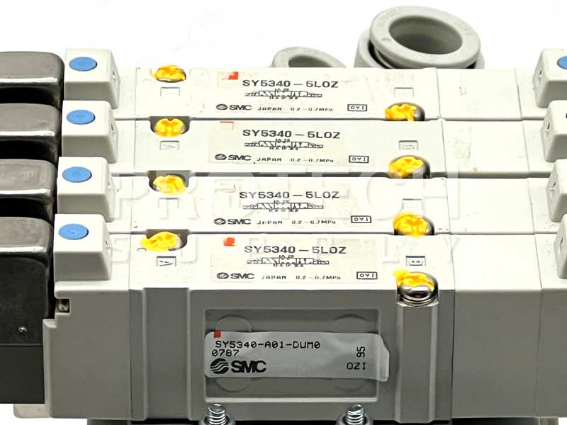 Load image into Gallery viewer, (Assy of 4) SMC SY5340-5LOZ Pneumatic Solenoid Valve + Mount Base GUARANTEED
