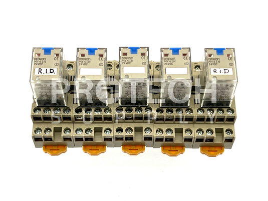(Lot of 5) Omron MY4IN Relay + 0853EW Relay Base with WARRANTY
