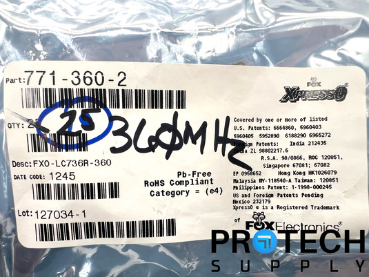 (25/Pk) Fox Electronic's XpressO FX0-LC736R-360 Oscillator with WARRANTY