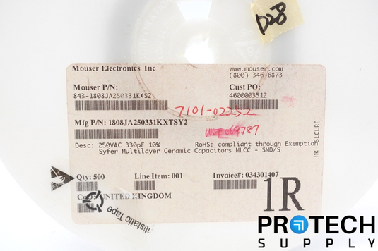 Mouser Electronics 1808JA250331KXTSY2 Multilayer Ceramic Capacitors w/ WARRANTY