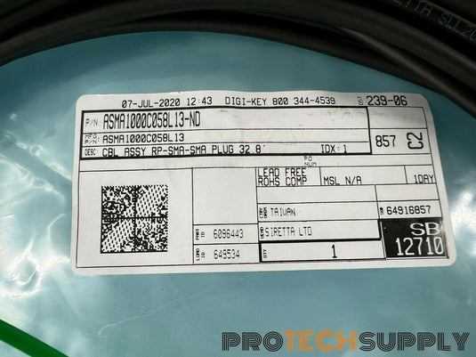 NEW Siretta ASMA1000C058L13 RF Cable SMA-SMA RP Plug 
