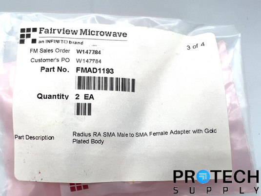 2/Pk Fairview Microwave Radius SMA Male to SMA Female FMAD1193 NEW w/ WARRANTY