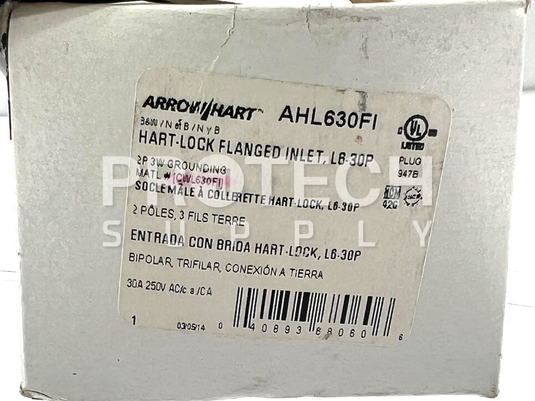 Arrow Hart AHL360FI Hart-Lock Flanged Inlet NEW with WARRANTY
