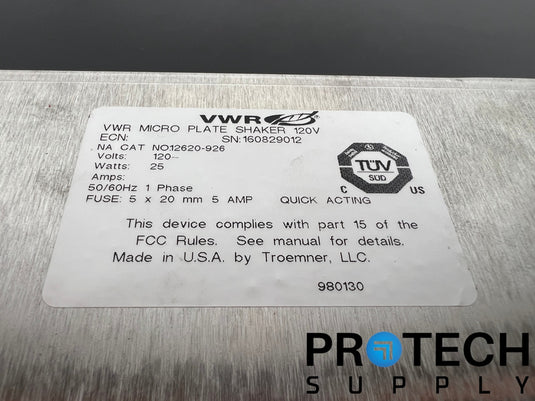 VWR Micro Plate Shaker 12620-926 + Power Cable with WARRANTY