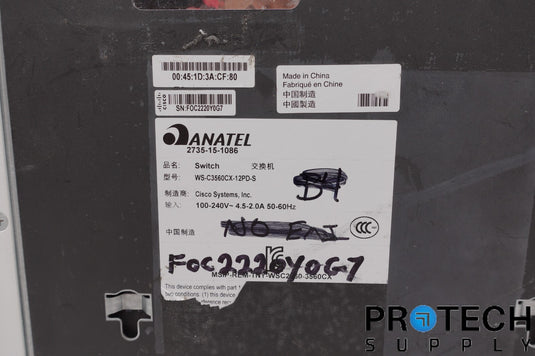 Cisco 3560-CX Catalyst WS-C3560CX-12PD-S Ethernet Switch 12-Port with WARRANTY