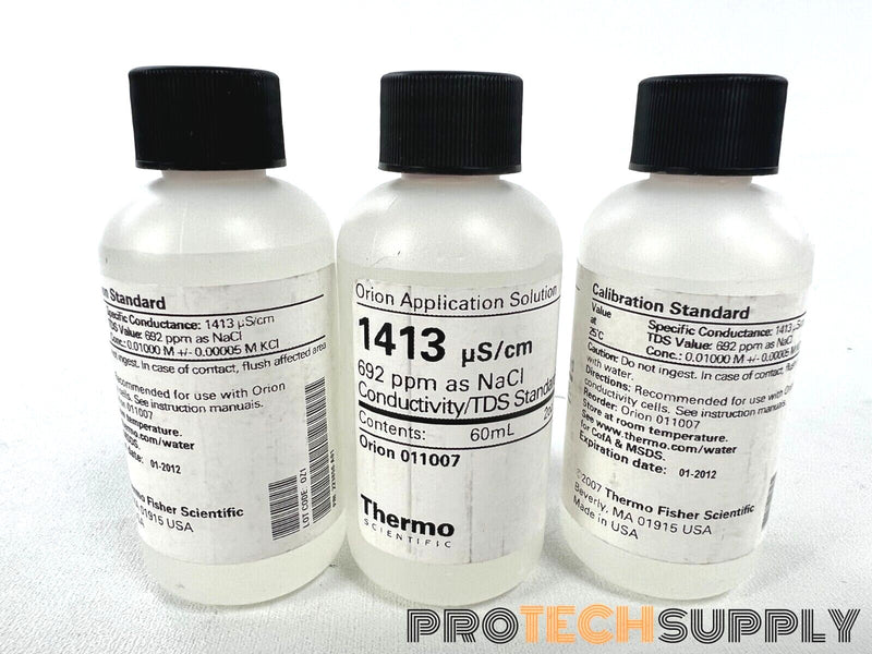 Load image into Gallery viewer, Thermo Scientific 3x60 mL Bottle 011007 1413µS/cm Conductivity/TDS Standard 
