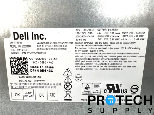 Dell L300NM-00 Power Supply 300W  N6H3C with WARRANTY