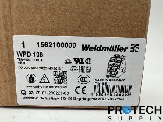 Weidmuller Pole Power Distribution Block 250A 1562100000 NEW with WARRANTY