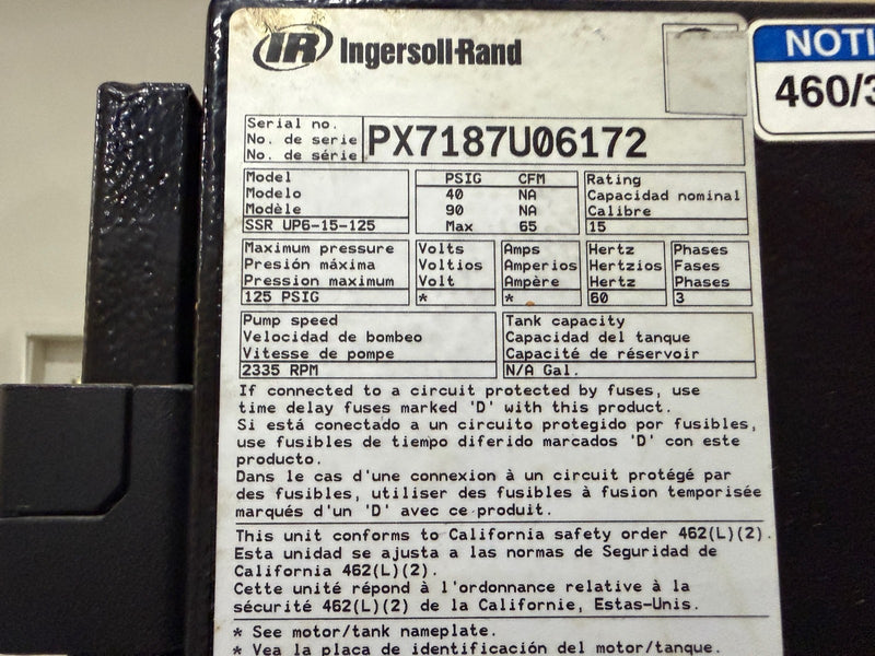 Load image into Gallery viewer, Ingersoll Rand UP6-15-125 Rotary Screw Air Compressor w/ Dryer &amp; Receiver Tank

