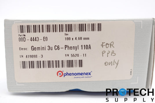 Phenomenex 00D-4443-E0 Gemini 3u C6-Phenyl 110A Micron NEW with WARRANTY