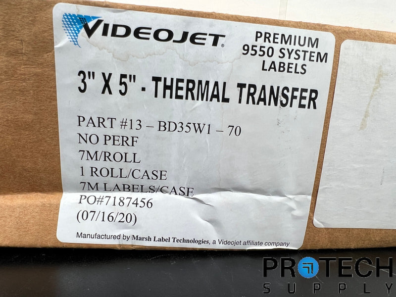 Load image into Gallery viewer, Videojet LPA Labels 3" x 5" 7Meters Roll 13-BD35W1-70 NEW
