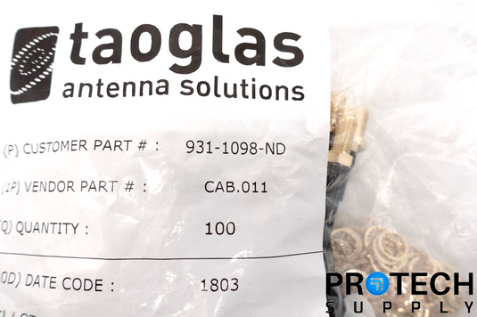 (Qty. 100) Taoglas 931-1098-ND CAB.011 Cable NEW with WARRANTY