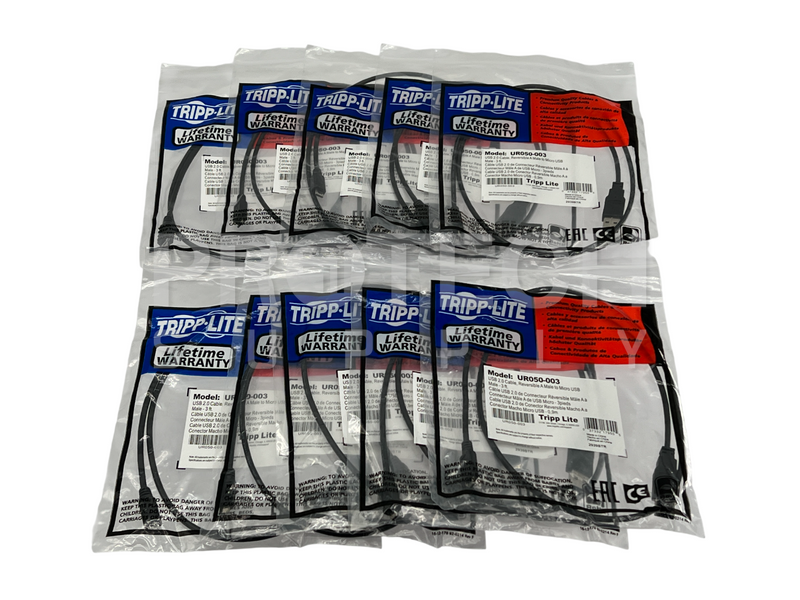 Load image into Gallery viewer, (Lot of 10) Tripp Lite UR050-003 USB 2.0 to Micro USB Cable 3' NEW with WARRANTY
