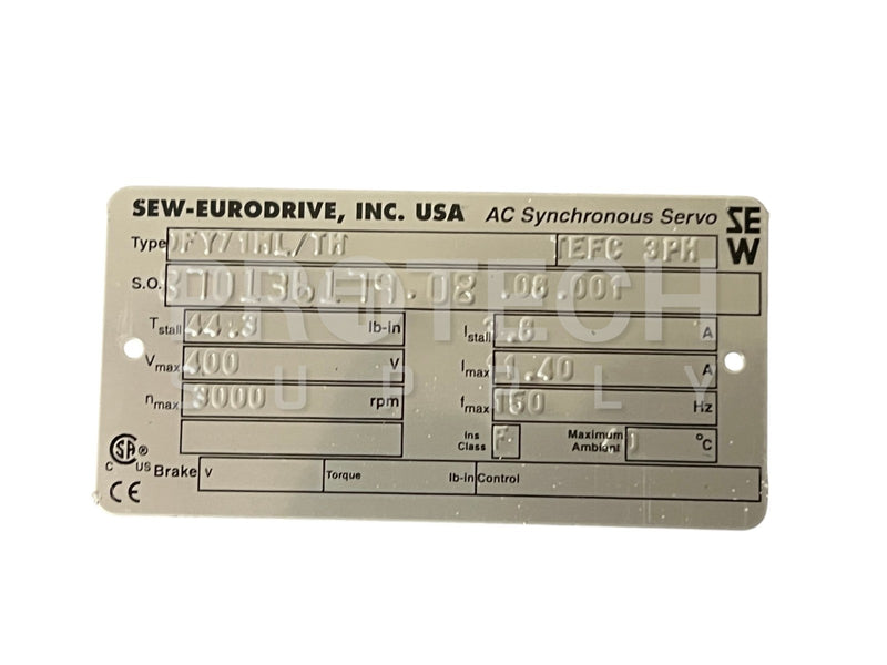 Load image into Gallery viewer, SEW-Eurodrive DFY71HL/TH Servo Motor 3PH 3000RPM with WARRANTY
