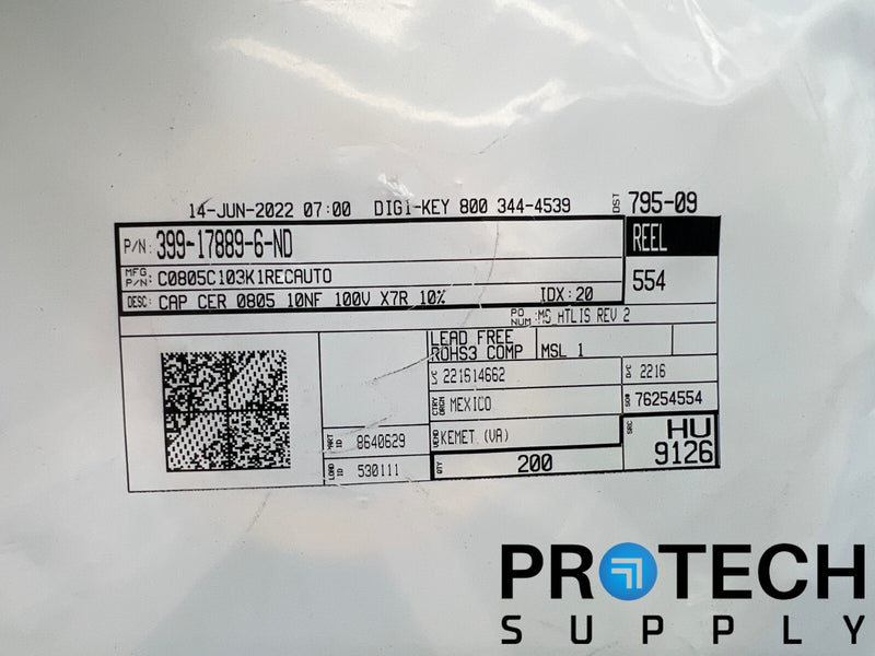Load image into Gallery viewer, 200/Pk KEMET C0805C103K1RECAUTO 100V Ceramic Capacitor 10000 pF NEW w/ WARRANTY
