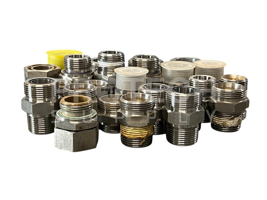 (Lot of 25) Misc Hydraulic Fittings Stainless Steel Adapters Plugs
