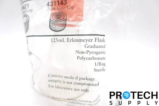 Corning 431143 125mL Erlenmeyer Flask Sterile w/ Vent Cap SEALED NEW w/ WARRANTY