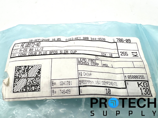 (38/Pk) Assmann A-DS 09 LL/Z 9 Position D-Sub Plug Connector with WARRANTY