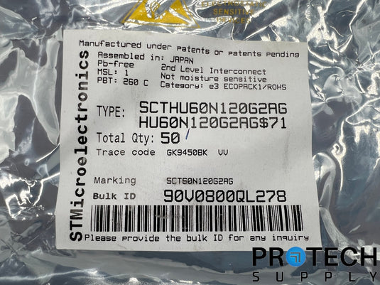 50/Pk STMicroelectronics Silicon Carbide SCT60N120G2AG NEW with WARRANTY