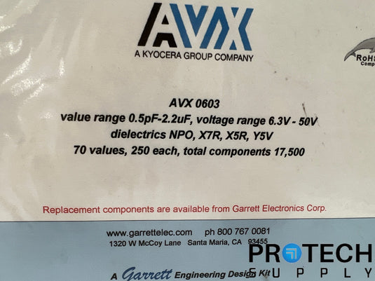 AVX Capacitor Sample Book Kit AVXRCAPC060370N250 with WARRANY