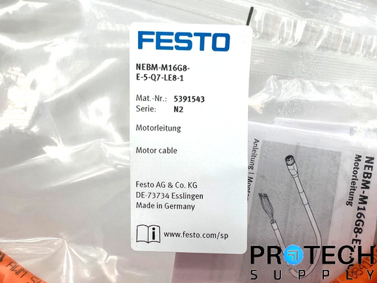 Festo NEBM-M16G8-E-5-Q7-LE8-1 Motor Cable NEW with WARRANTY